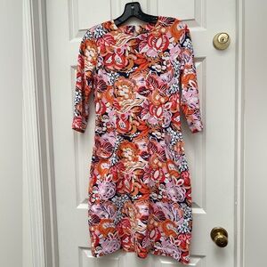 J. McLaughlin Pink & Orange Catalyst Dress with Pockets- Small